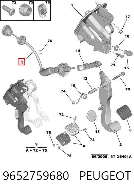 Cabo de embraiagem 9652759680 Peugeot/Citroen