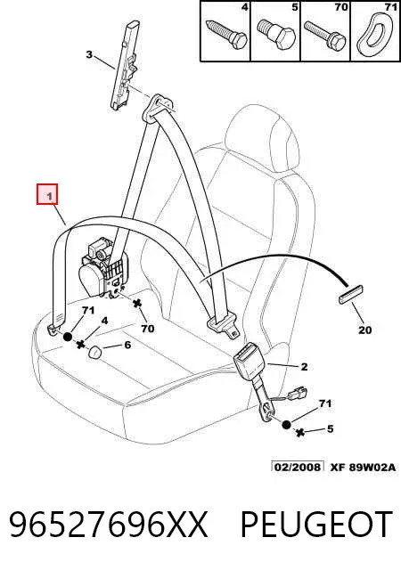 Correia de segurança dianteira direita 96527696XX Peugeot/Citroen