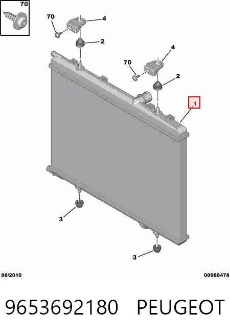 Radiador de esfriamento de motor 9653692180 Peugeot/Citroen