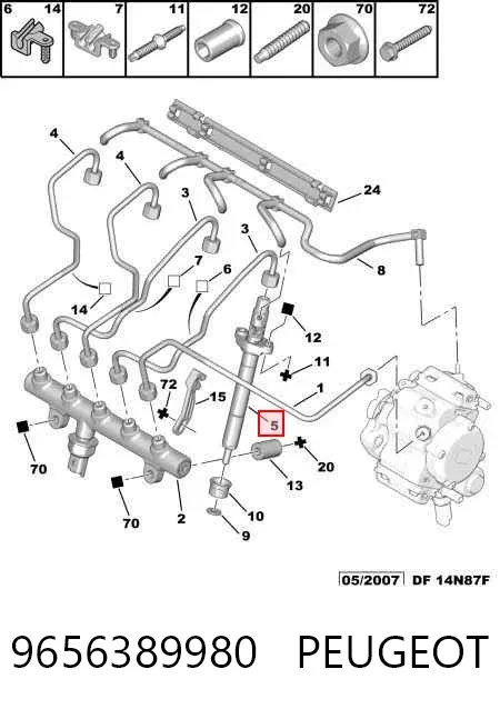 Injetor de injeção de combustível 9656389980 Peugeot/Citroen