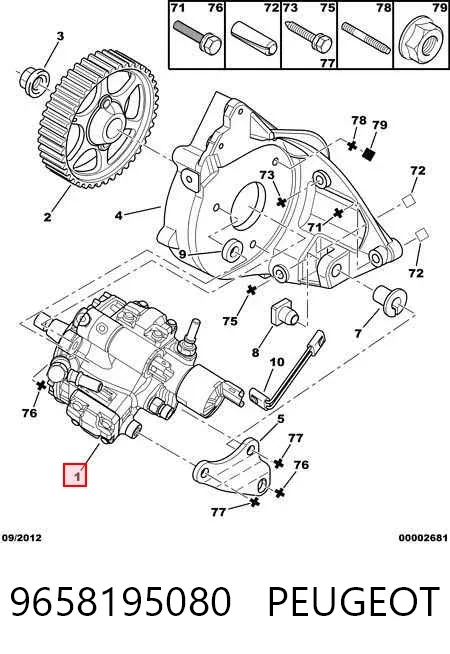 Bomba de combustível de pressão alta 9658195080 Peugeot/Citroen