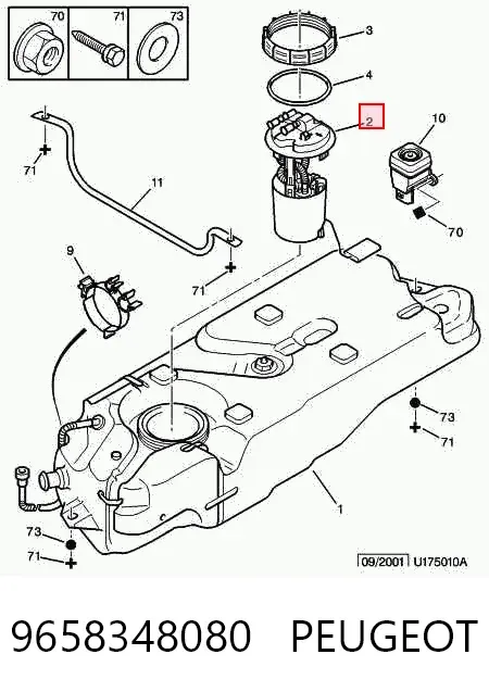 Módulo de bomba de combustível com sensor do nível de combustível 9658348080 Peugeot/Citroen