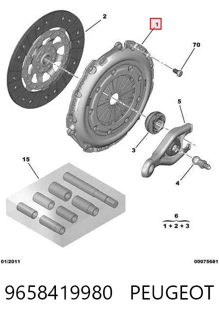 Kit de embraiagem (3 peças) 9658419980 Peugeot/Citroen