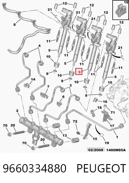 Injetor de injeção de combustível 9660334880 Peugeot/Citroen