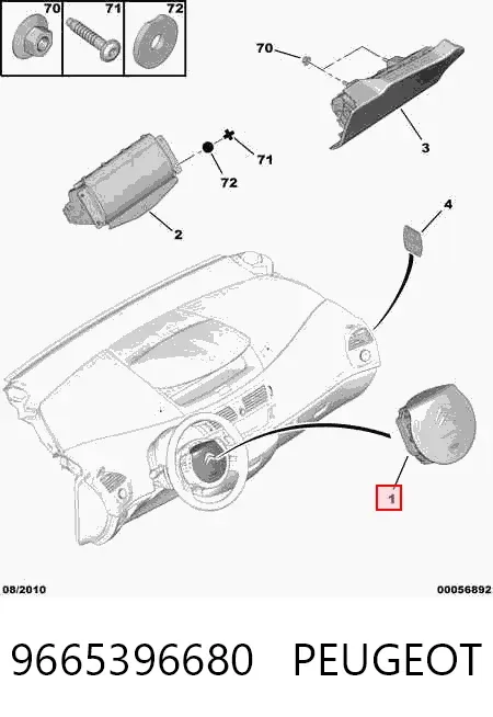 Cinto de segurança (AIRBAG) de condutor 9665396680 Peugeot/Citroen
