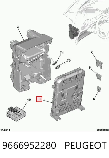 Unidade traseira do salão de dispositivos de segurança 9666952280 Peugeot/Citroen