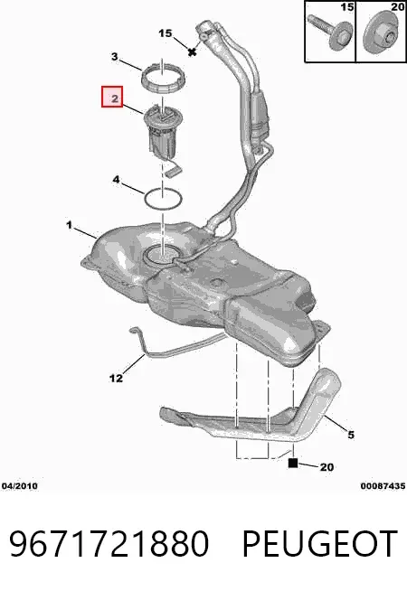Sensor do nível de combustível no tanque 9671721880 Peugeot/Citroen