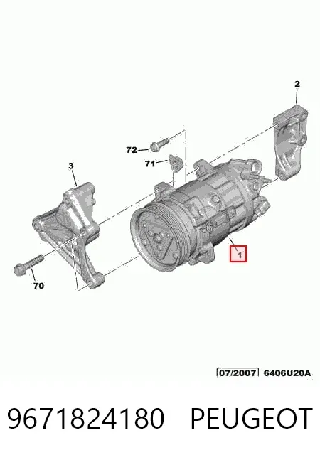 Compressor de aparelho de ar condicionado 9671824180 Peugeot/Citroen