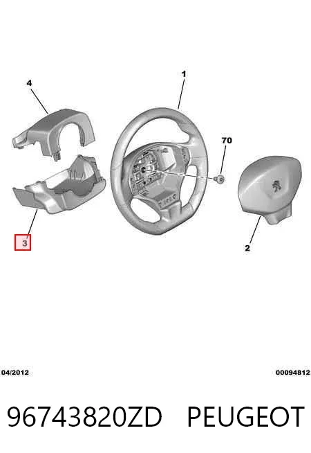 Cinto de segurança (AIRBAG) de condutor 96743820ZD Peugeot/Citroen