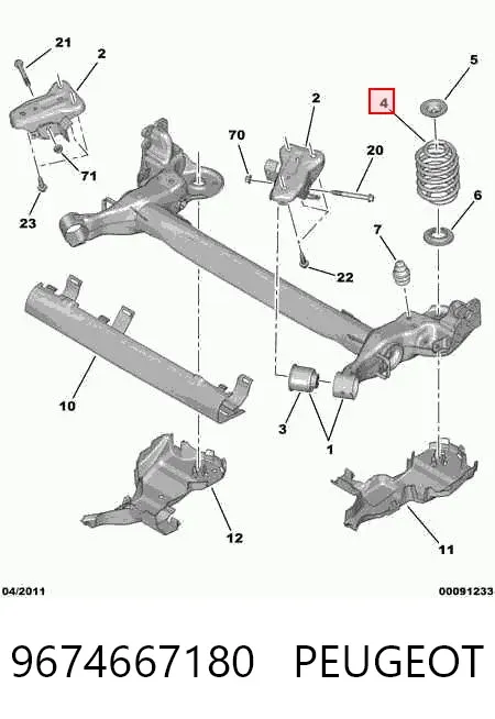 Mola traseira 9674667180 Peugeot/Citroen