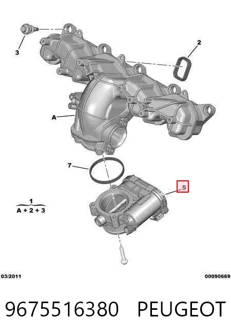 Válvula de borboleta montada 9675516380 Peugeot/Citroen