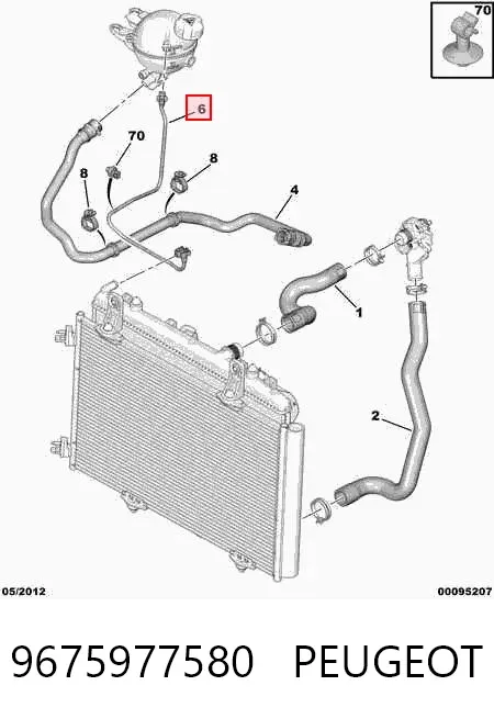 Mangueira inferior do tanque de expansão 9675977580 Peugeot/Citroen