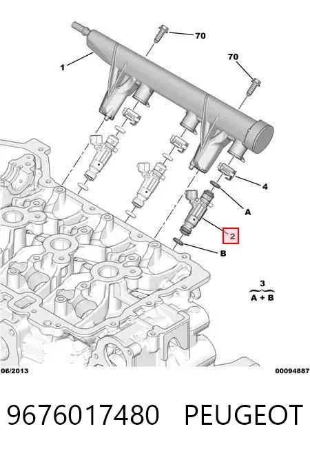 Injetor de injeção de combustível 9676017480 Peugeot/Citroen