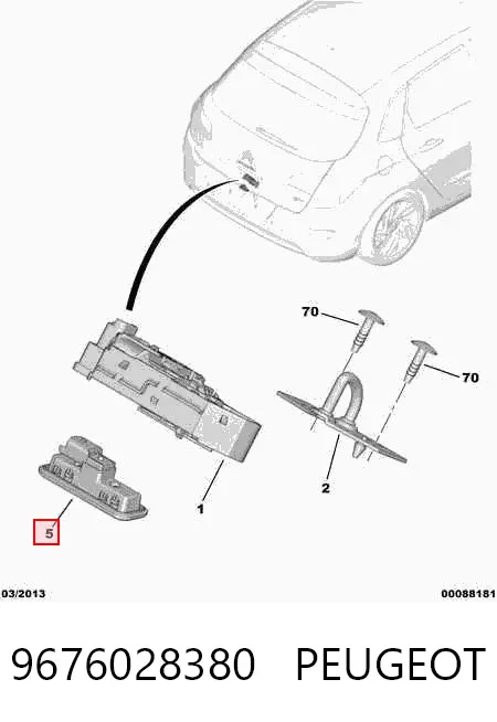 Botão de acionamento do fecho de tampa de porta-malas (de 3ª/5ª porta (de tampa de alcapão) 9676028380 Peugeot/Citroen