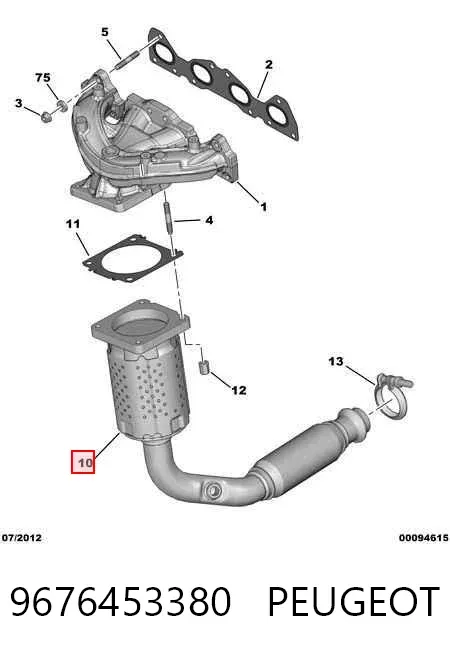 Convertidor - catalisador 9676453380 Peugeot/Citroen