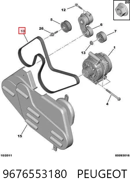Correia dos conjuntos de transmissão 9676553180 Peugeot/Citroen