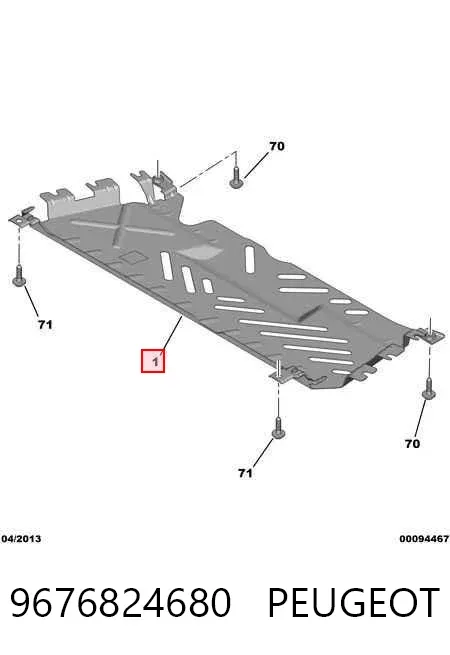 Proteção de motor, de panela (da seção de motor) 9676824680 Peugeot/Citroen