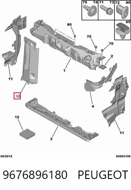 Conduto de ar (defletor) do radiador 9676896180 Peugeot/Citroen