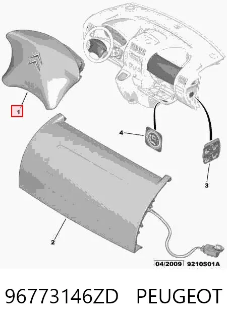 Cinto de segurança (AIRBAG) de condutor 96773146ZD Peugeot/Citroen