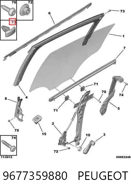 Braçadeira (cápsula) de fixação de moldura da porta 9677359880 Peugeot/Citroen