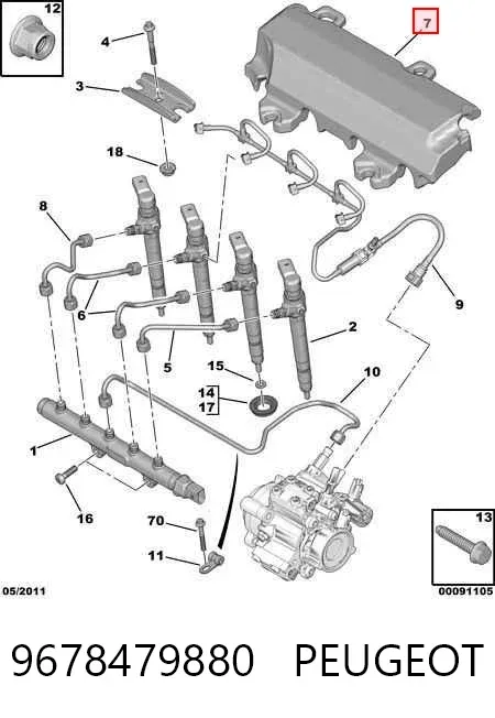 Tampa de motor decorativa 9678479880 Peugeot/Citroen