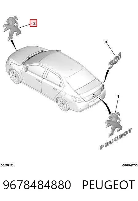 Emblema da capota 9678484880 Peugeot/Citroen