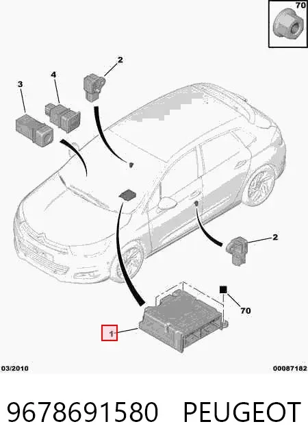 Módulo processador de controlo da bolsa de ar (Centralina eletrônica AIRBAG) 9678691580 Peugeot/Citroen