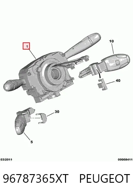 Comutador instalado na coluna da direção, montado 96787365XT Peugeot/Citroen
