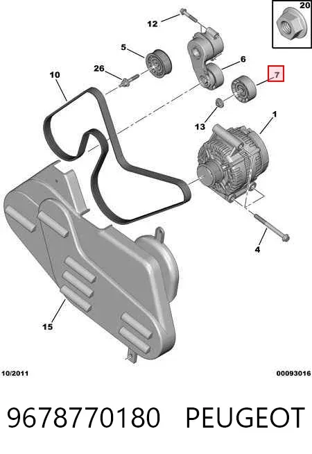 Rolo parasita da correia de transmissão 9678770180 Peugeot/Citroen