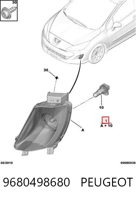 Luzes de nevoeiro esquerdas 9680498680 Peugeot/Citroen