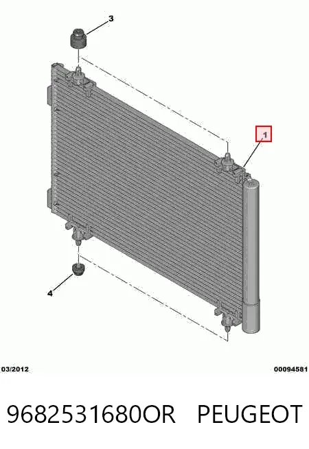 Radiador de aparelho de ar condicionado 9682531680OR Peugeot/Citroen