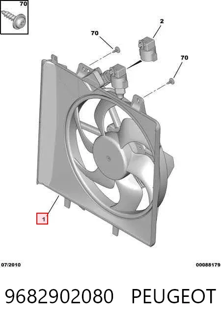 Difusor do radiador de esfriamento, montado com motor e roda de aletas 9682902080 Peugeot/Citroen