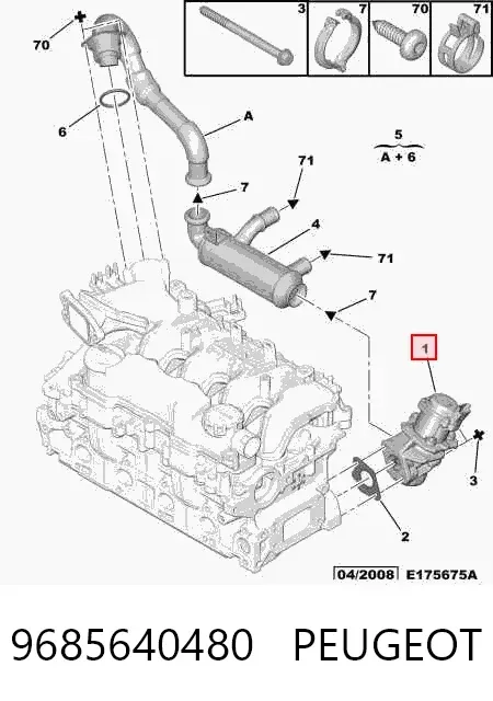 Válvula EGR de recirculação dos gases 9685640480 Peugeot/Citroen
