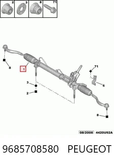 Cremalheira da direção 9685708580 Peugeot/Citroen