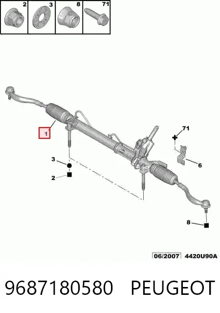 Cremalheira da direção 9687180580 Peugeot/Citroen