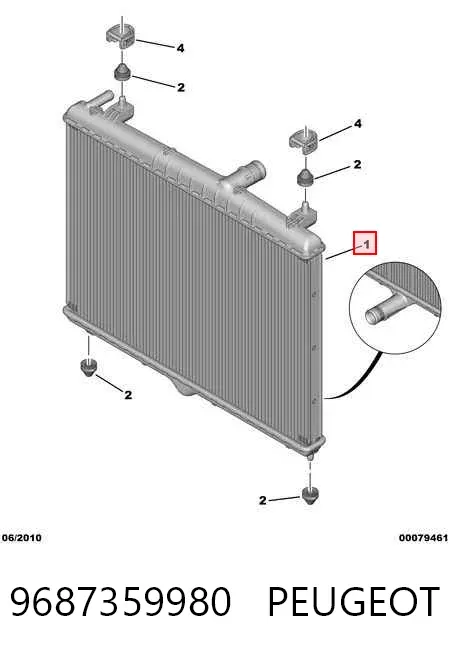 Radiador de esfriamento de motor 9687359980 Peugeot/Citroen