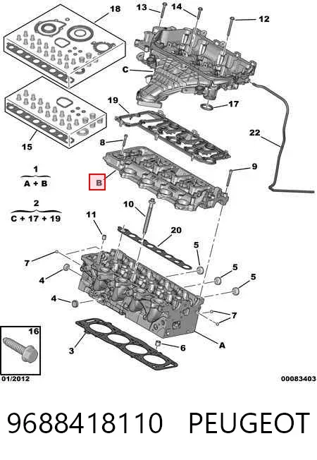 Cabeça de motor (CBC) 9688418110 Peugeot/Citroen