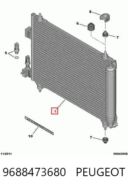 Radiador de aparelho de ar condicionado 9688473680 Peugeot/Citroen