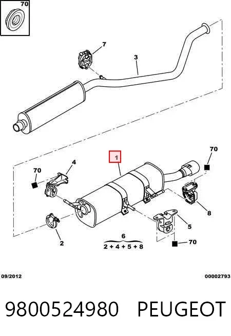 Silenciador, parte traseira 9800524980 Peugeot/Citroen