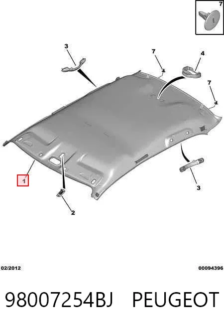 Revestimento do teto 98007254BJ Peugeot/Citroen