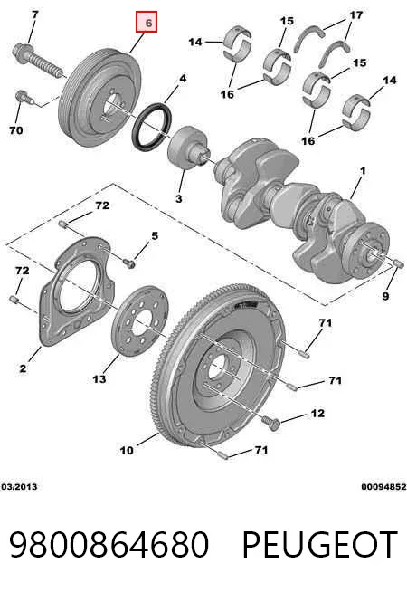 Polia de cambota 9800864680 Peugeot/Citroen