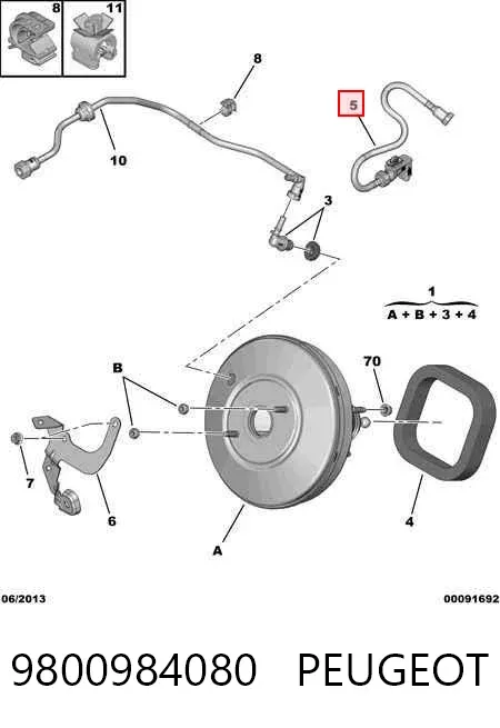 Sensor de pressão do sistema do freio pneumático 9800984080 Peugeot/Citroen