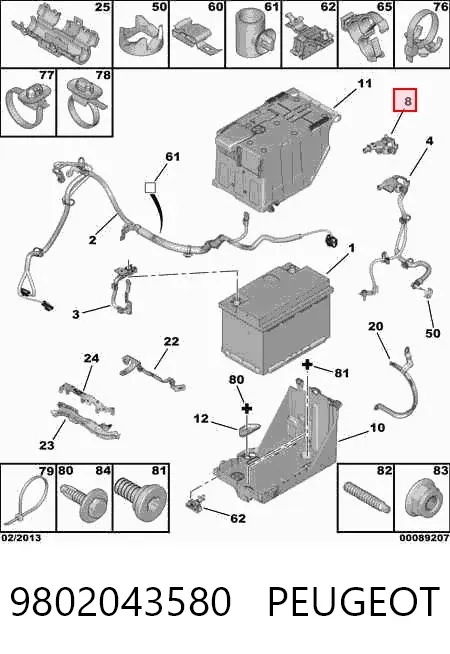 Relê de controlo de carga da PILHA 9802043580 Peugeot/Citroen