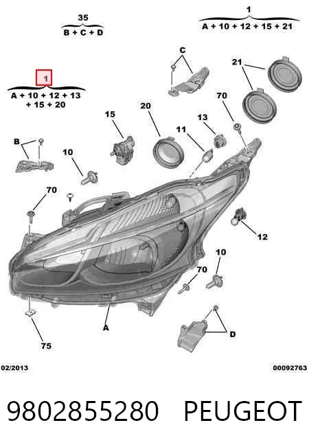 Luz esquerda 9802855280 Peugeot/Citroen