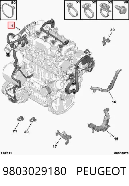 Fios isolados da seção de motor 9803029180 Peugeot/Citroen