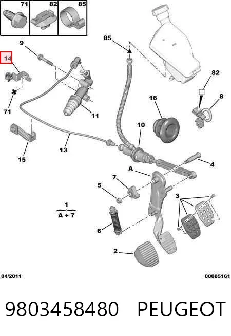 Suporte do freio traseiro esquerdo 9803458480 Peugeot/Citroen