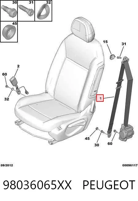 Correia de segurança dianteira esquerda 98036065XX Peugeot/Citroen