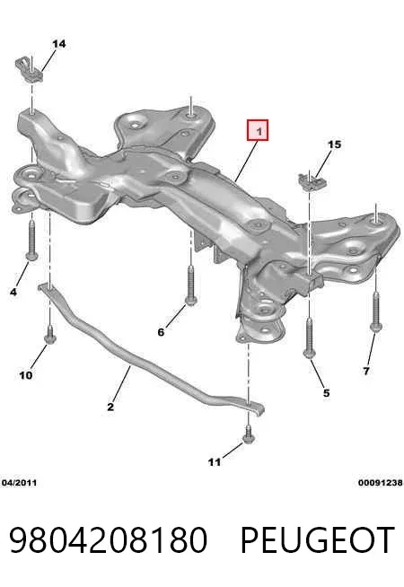 Viga de suspensão dianteira (plataforma veicular) 9804208180 Peugeot/Citroen