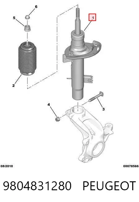Amortecedor dianteiro direito 9804831280 Peugeot/Citroen