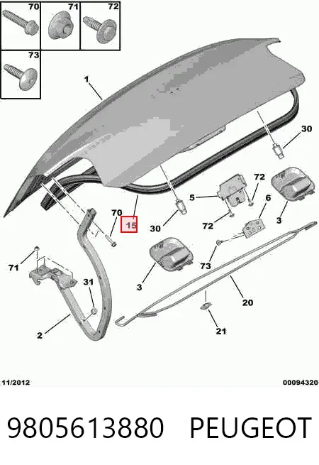 Compactador da porta dianteira esquerda (na porta) 9805613880 Peugeot/Citroen